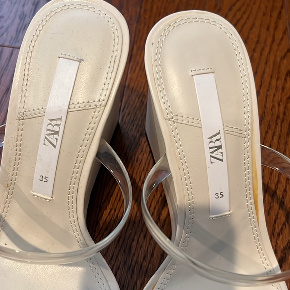 Zara White Clear Strap Wedge - Picture 2 of 5